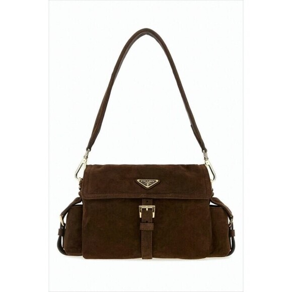 Prada Handbags - Prada Structured Lambskin Shoulder Bag With Gold-Tone Accents - NWT